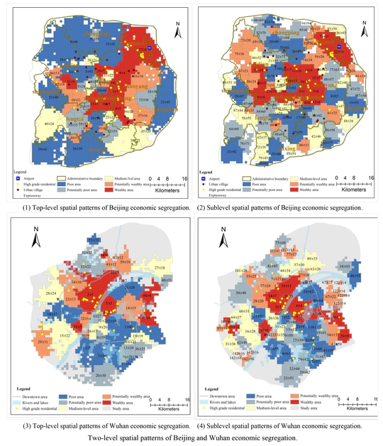 A realistic and multilevel measurement of citywide spatial patterns of economic segregation based on human activities